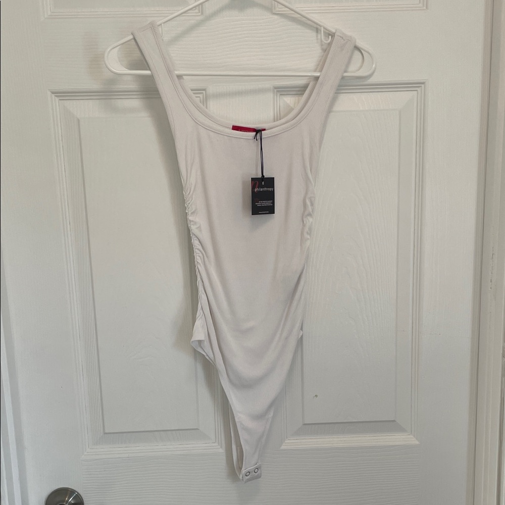 NWT N:Philanthropy White Ribbed Scoop Neck Body Suit